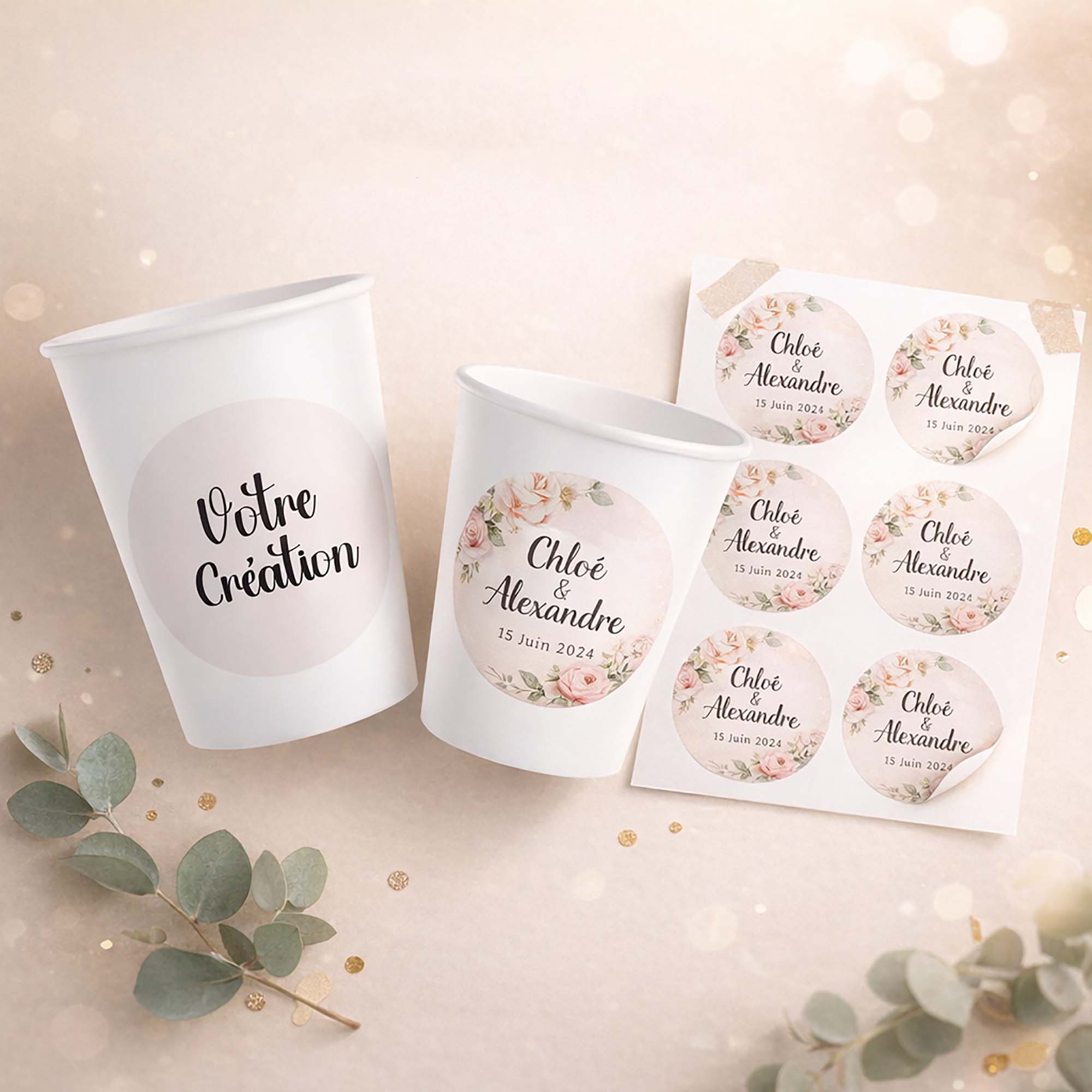 Stickers et autocollants personnalisés pour gobelets et verres